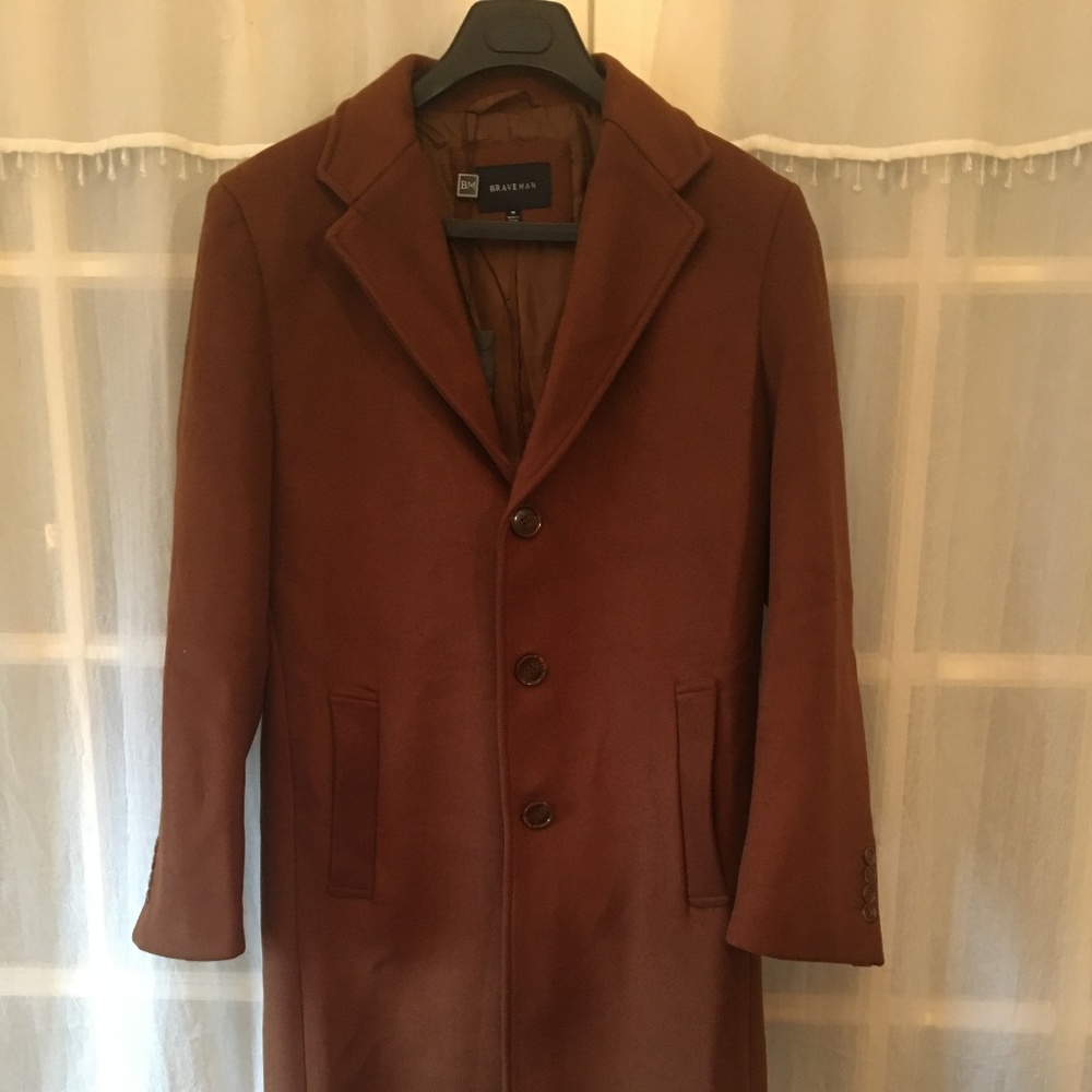 Braveman Men's Single Breasted Wool Blend Coat